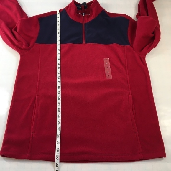 Club Room Men's Red Stretch 1/4-Zip Fleece Sweatshirt Size Large - Picture 7 of 12